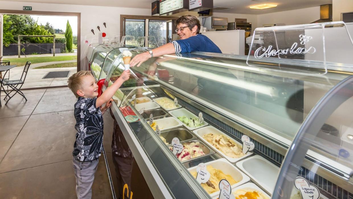 Handmade gelato at Charlie's Gelato in Matakana