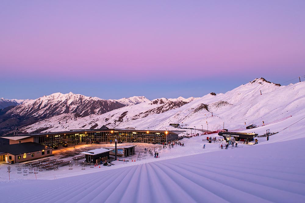Snow-covered slopes at Coronet Peak near Queenstown