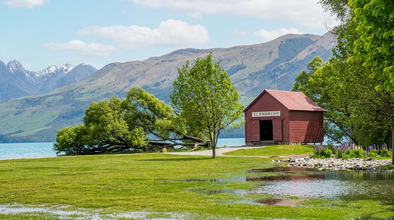 Lake Wakatipu and the mountains surrounding Glenorchy in summer