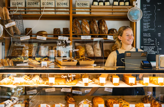 Fresh pastries and bread at Ringawera Baker in Matakana
