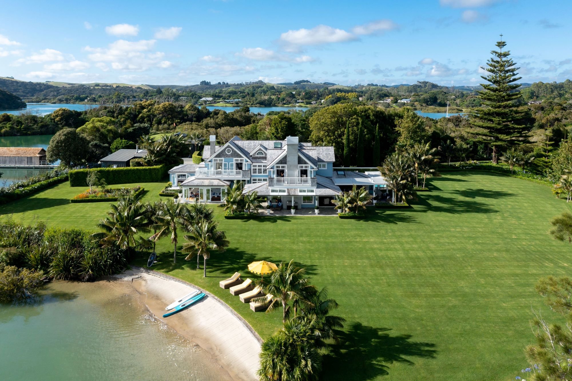 Private pool and coastal setting at Somewhere in the Bay of Islands